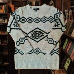 Forever 21 2010s wool-blend beige cabincore sweater (geometric diamond pattern)